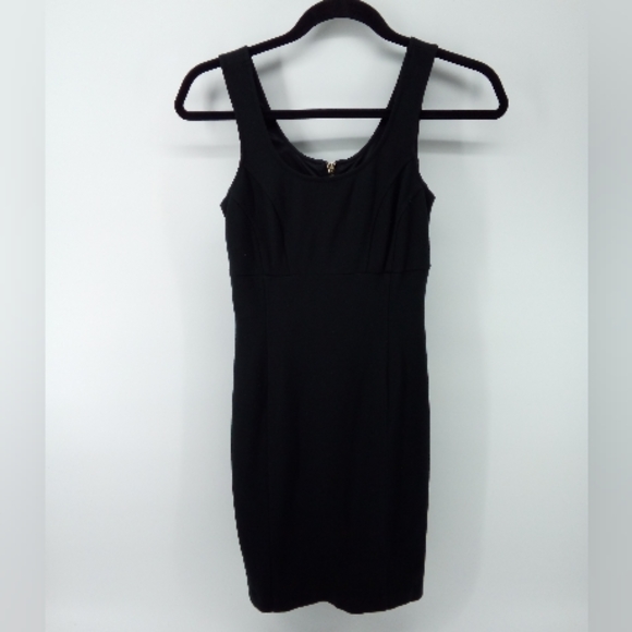 Express Little Black Dress Scoop Neck Mini Gold Zipper Vent XS - Picture 11 of 11